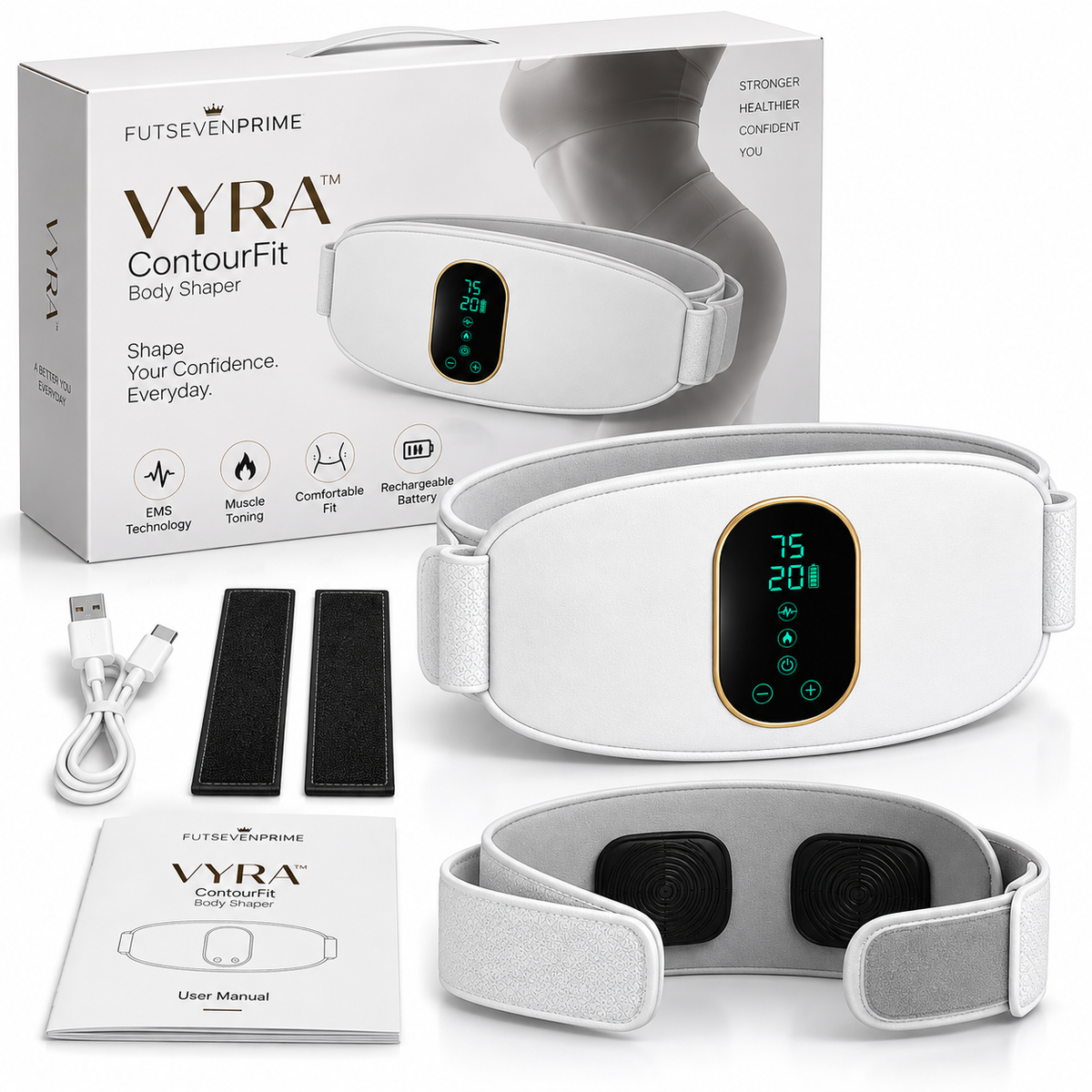 VYRA™ EMS Waist Belt with Vibration & Heat Therapy
